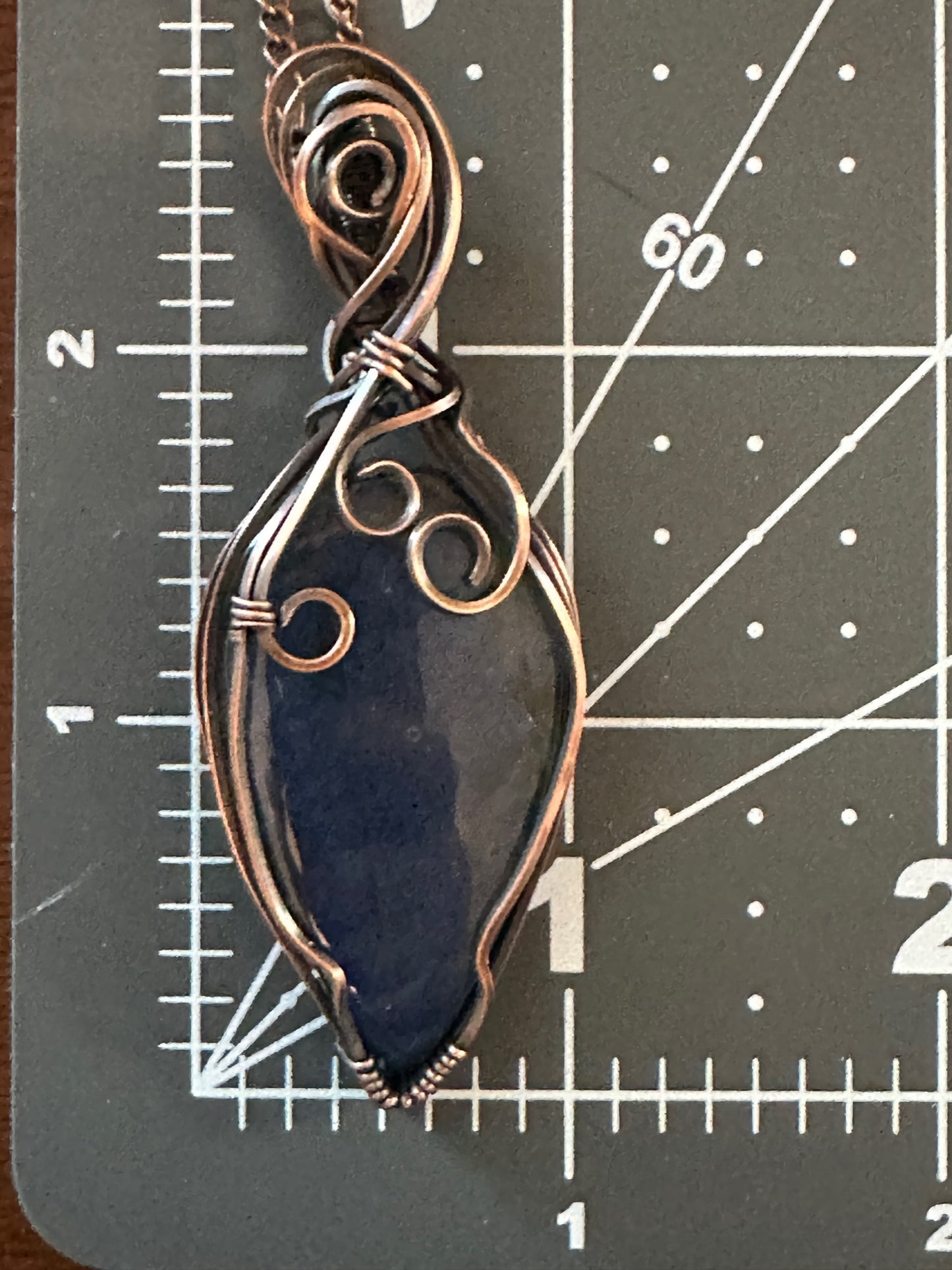 Blue Labradorite Teardrop Wire Wrapped Pendant