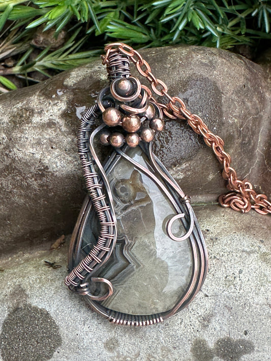Agate Teardrop Handmade Wire Wrapped Pendant