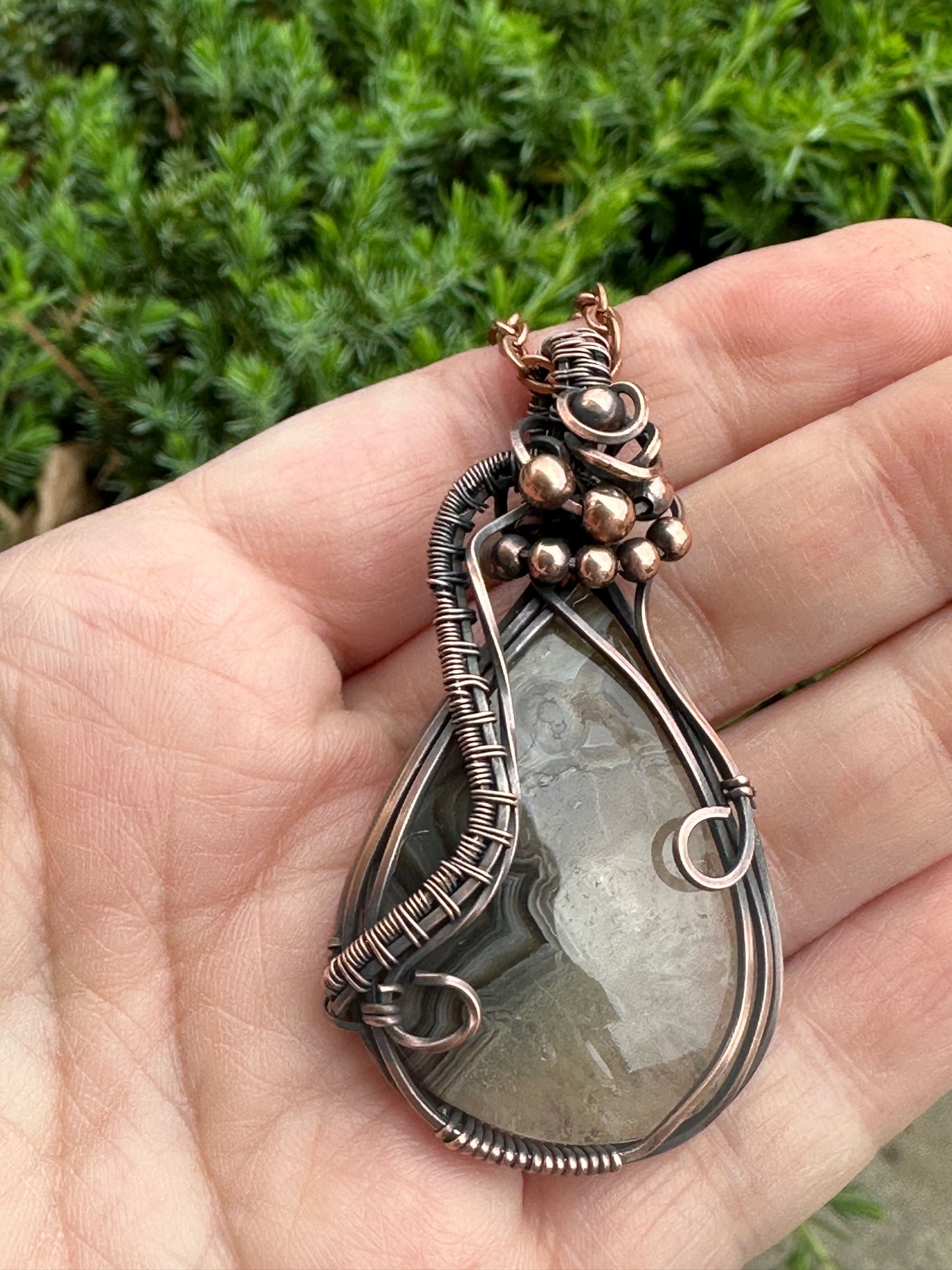 Agate Teardrop Handmade Wire Wrapped Pendant