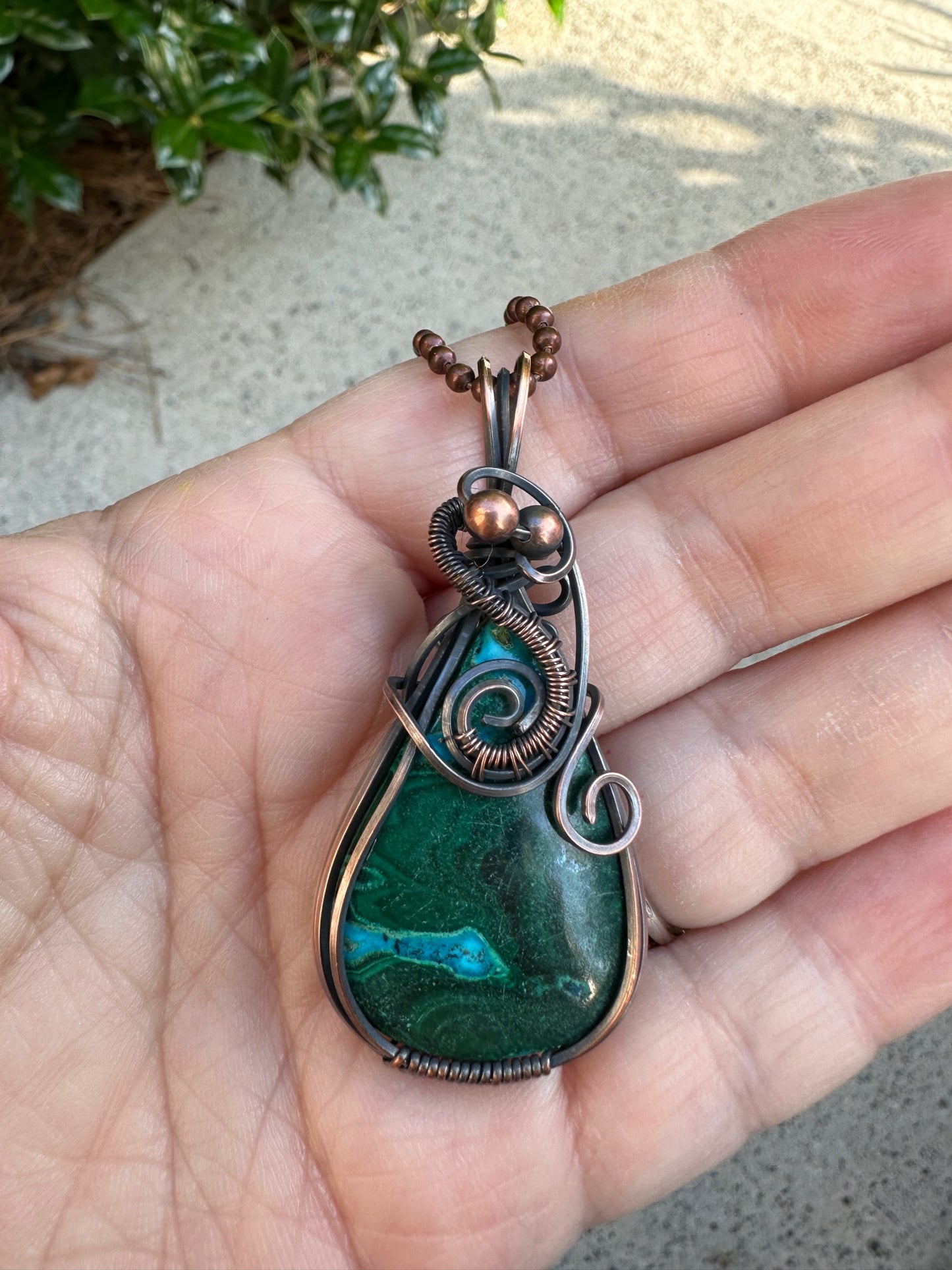 Malachite Chrysocolla Wire Wrapped Pendant