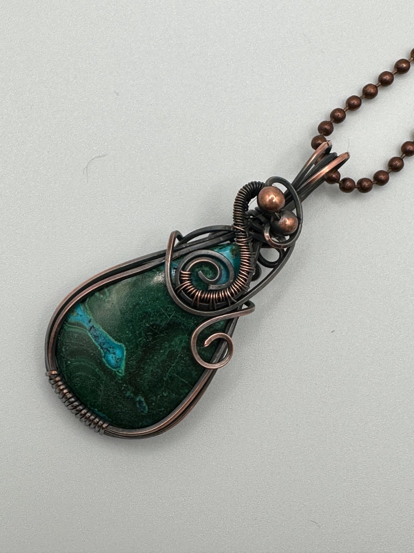 Malachite Chrysocolla Wire Wrapped Pendant