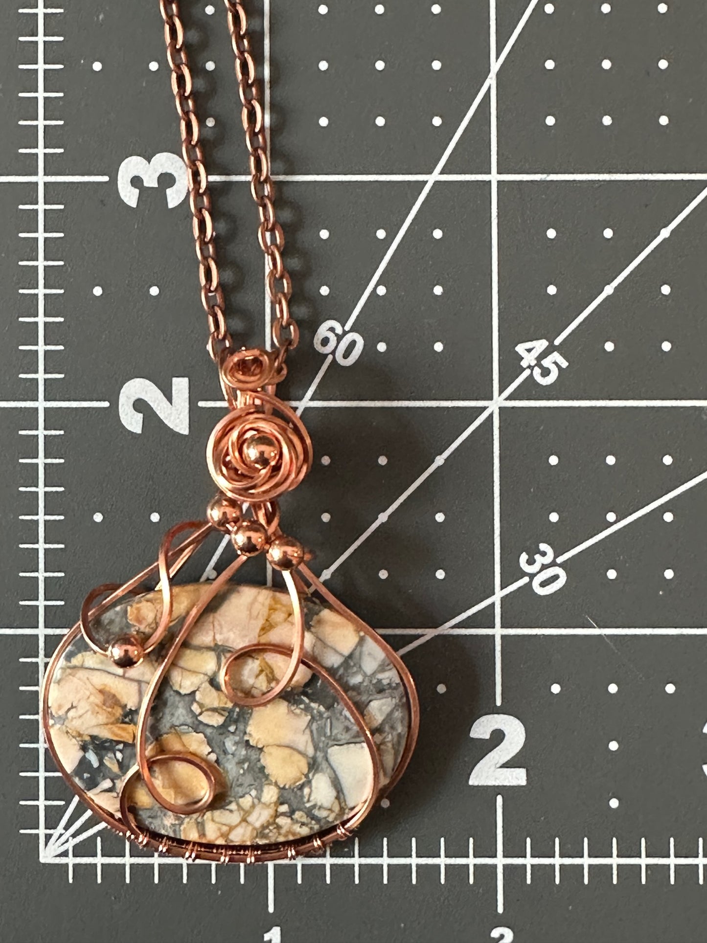Maligano Jasper Bright Copper Wire Wrapped Pendant