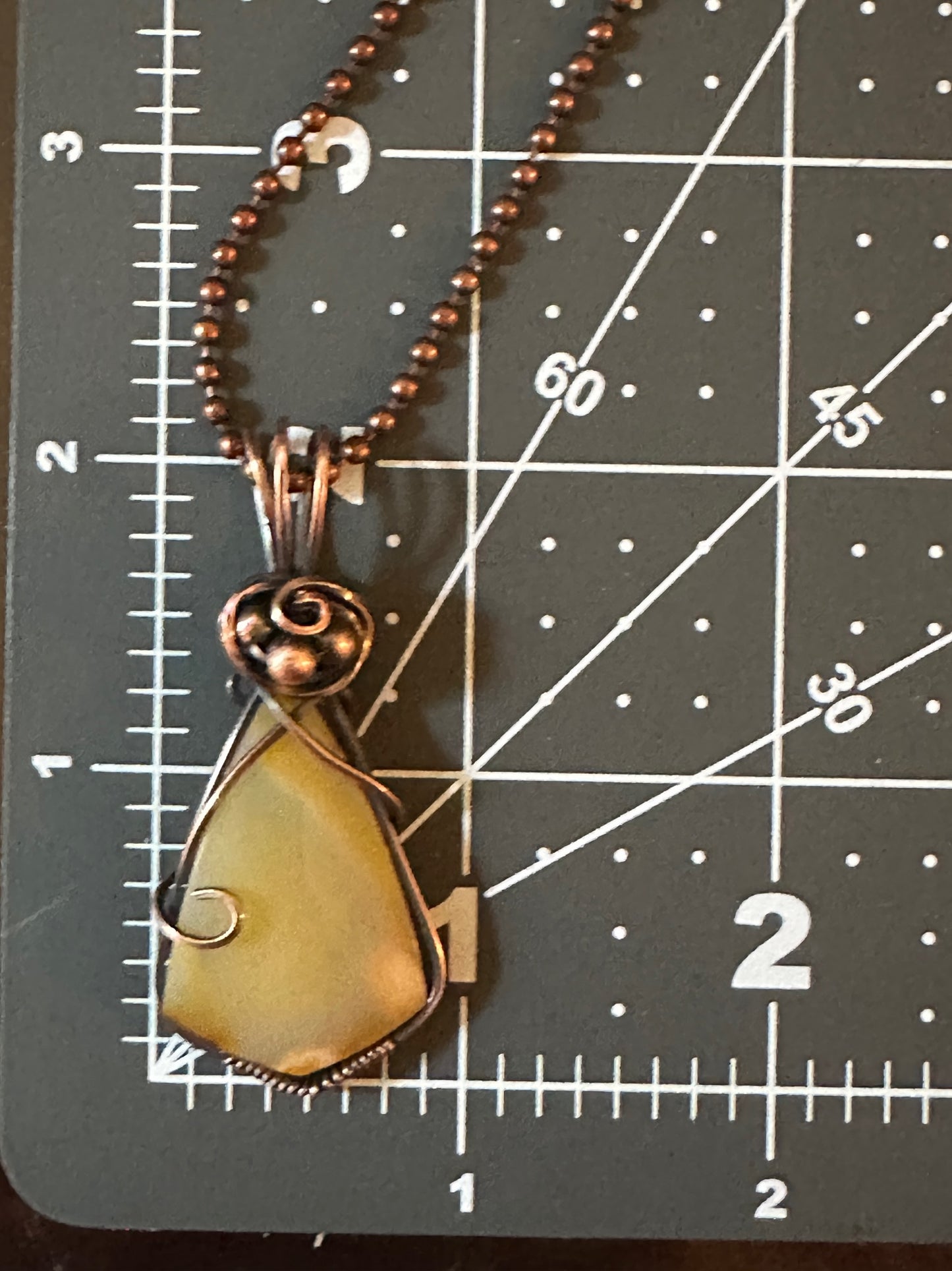 Amber Chalcedony Wire Wrapped Pendant