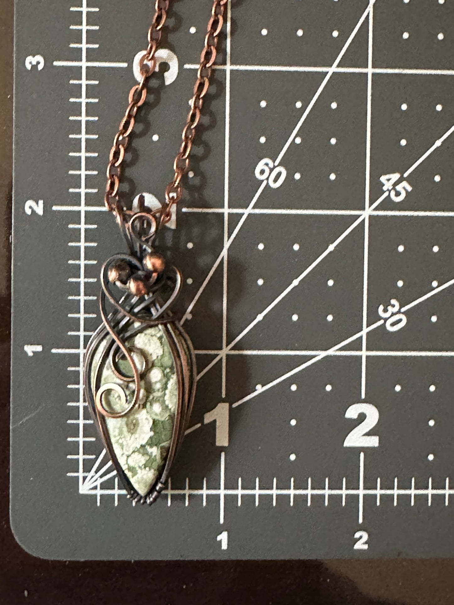Green Agate Teardrop Wire Wrapped Pendant