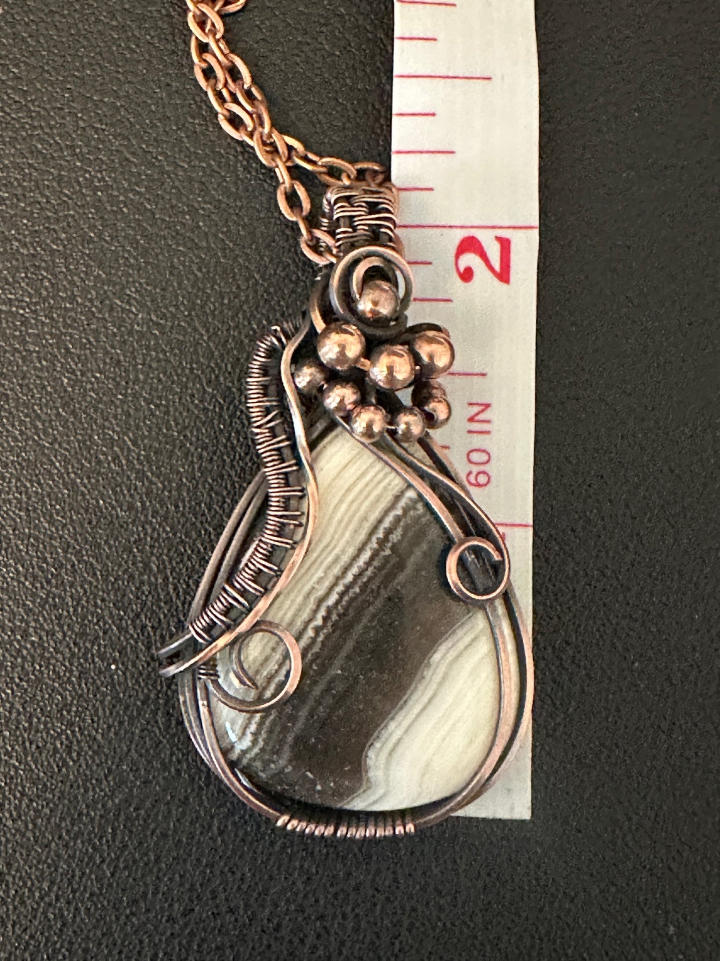 Zebra Calcite Teardrop Handmade Wire Wrapped Pendant