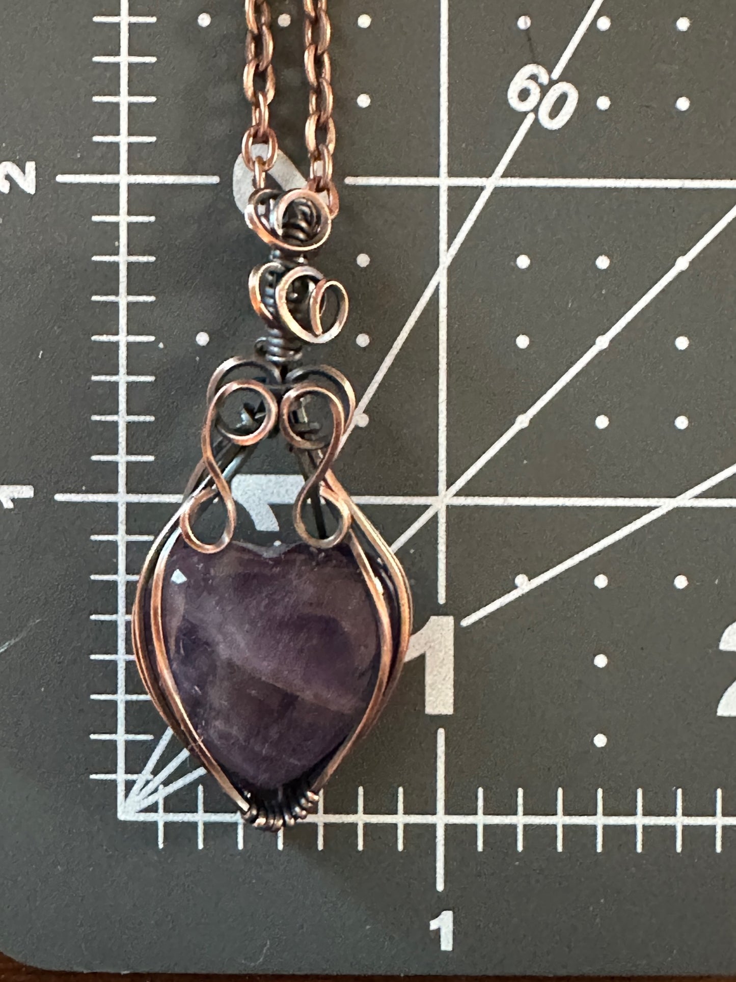 Amethyst Heart Handmade Wire Wrapped Pendant