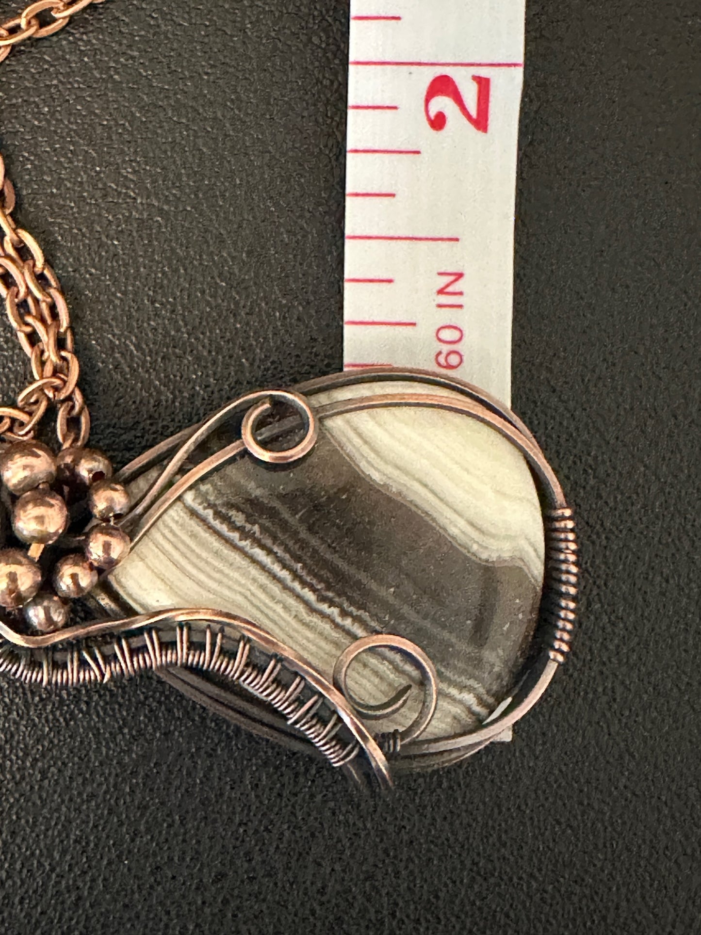 Zebra Calcite Teardrop Handmade Wire Wrapped Pendant