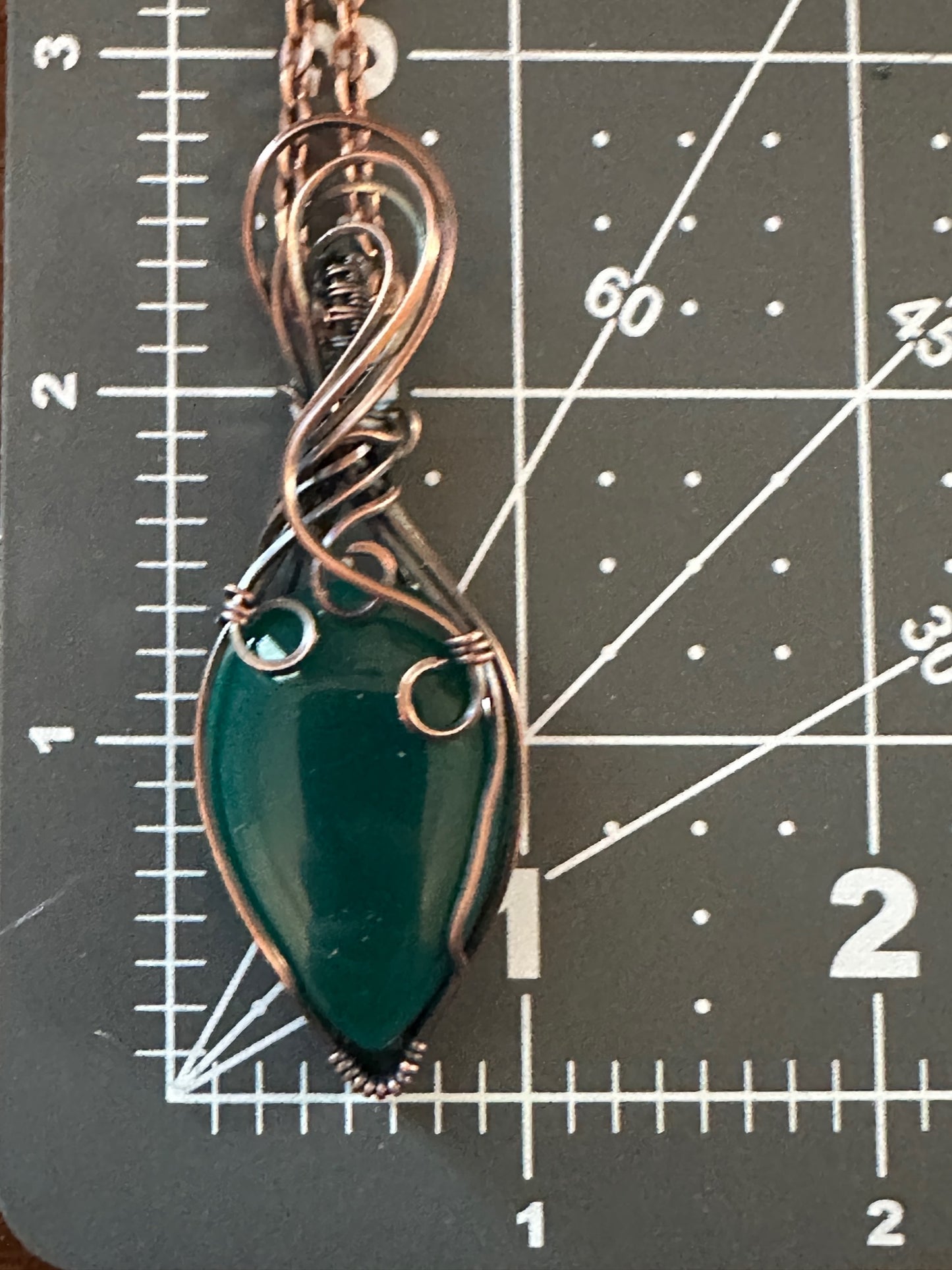 Green Onyx Teardrop Wire Wrapped Pendant