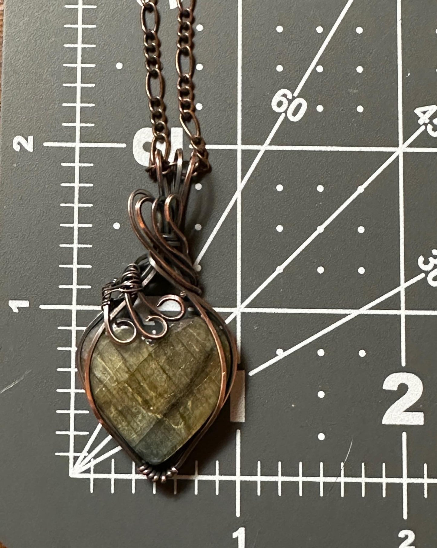 Handmade Wire Wrapped Labradorite Heart