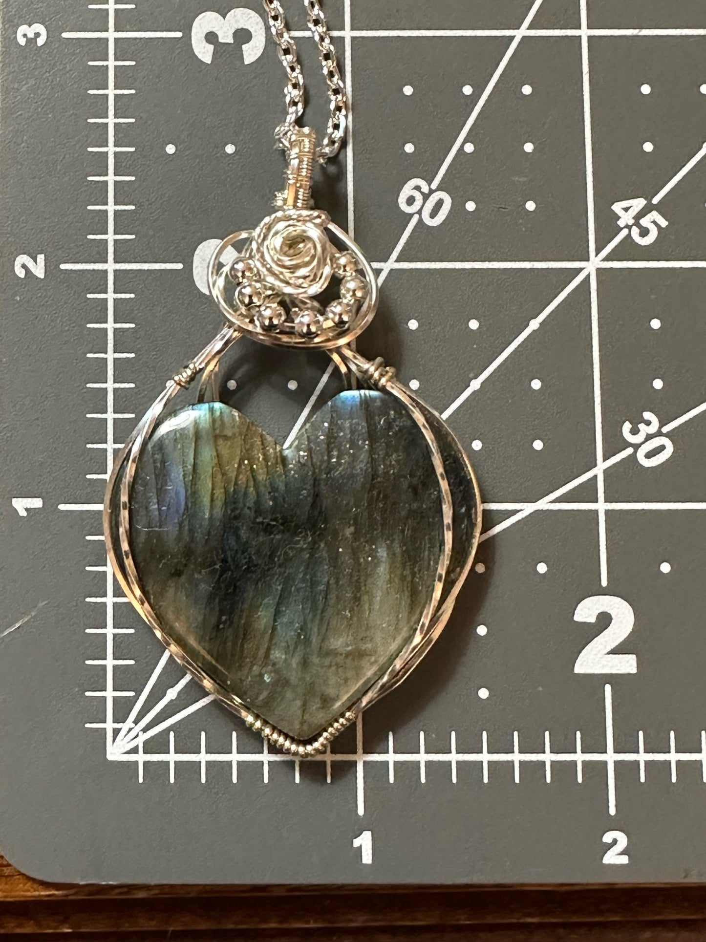 Handmade Wire Wrapped Heart Labradorite