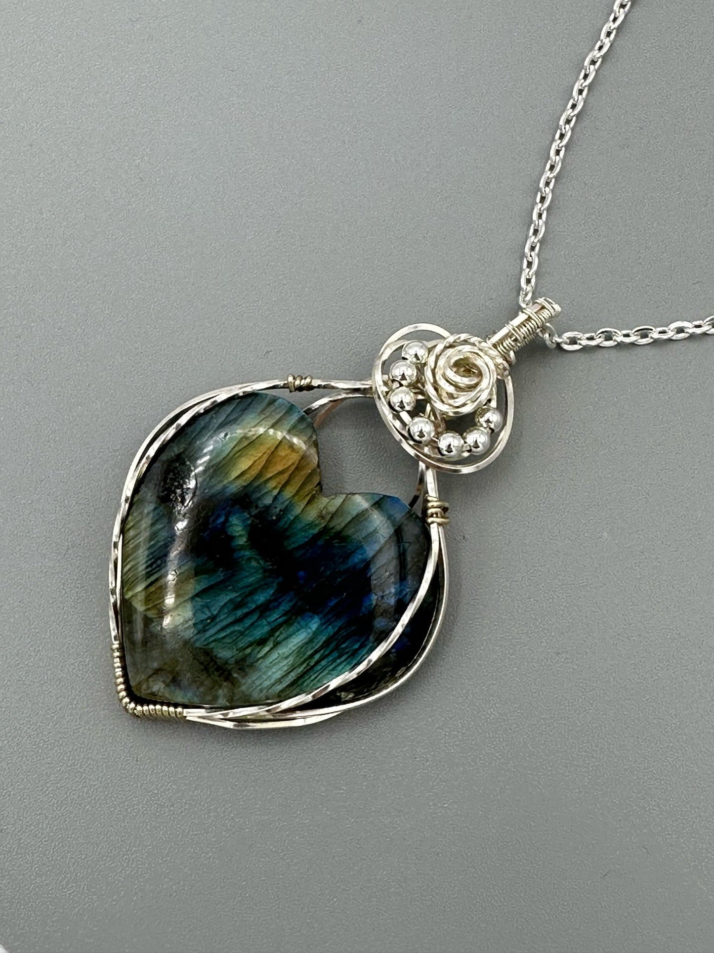 Handmade Wire Wrapped Heart Labradorite