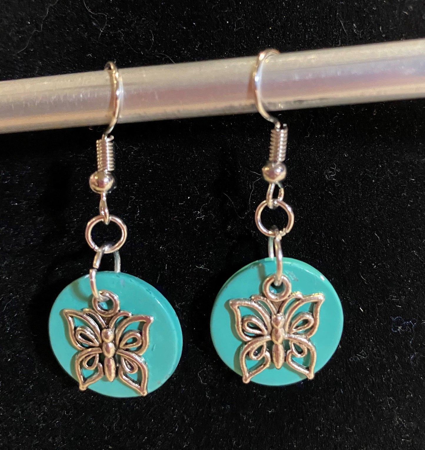Turquoise Butterfly Charm Earrings