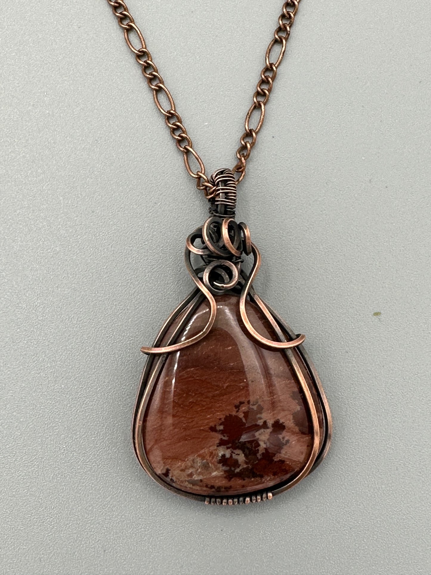 Mimbres Apache Jasper Wire Wrapped Pendant