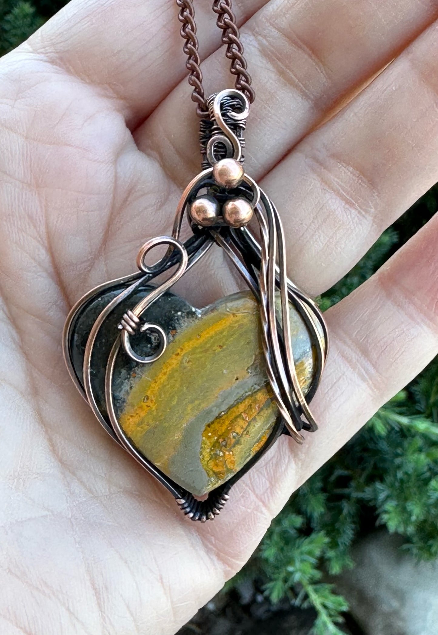 Bumblebee Jasper Heart Pendant