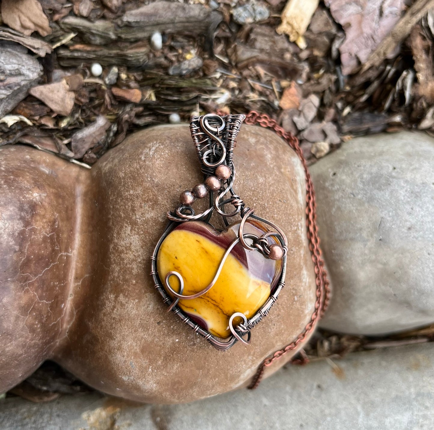 Maligano Jasper Heart Wire Wrapped Pendant