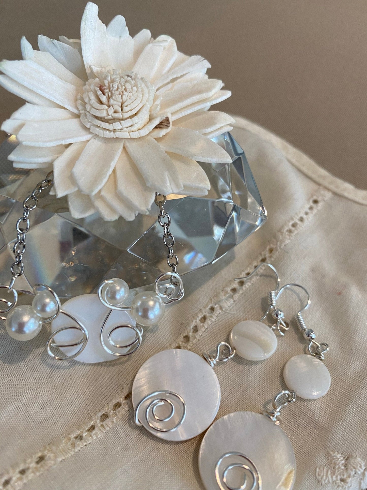 Pearl Pendant with Matching Dangle Earrings Set