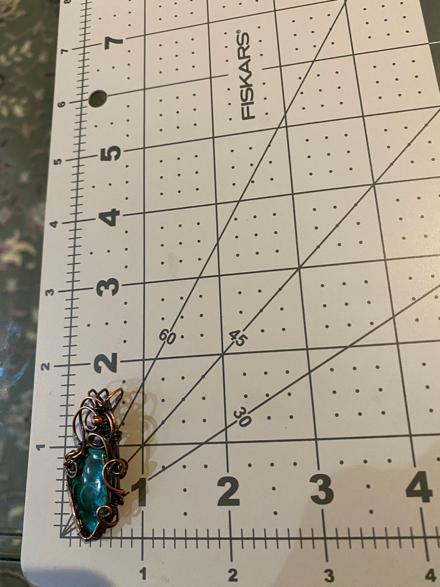 Malachite Teardrop Pendant Wrapped in Antiqued Copper Wire