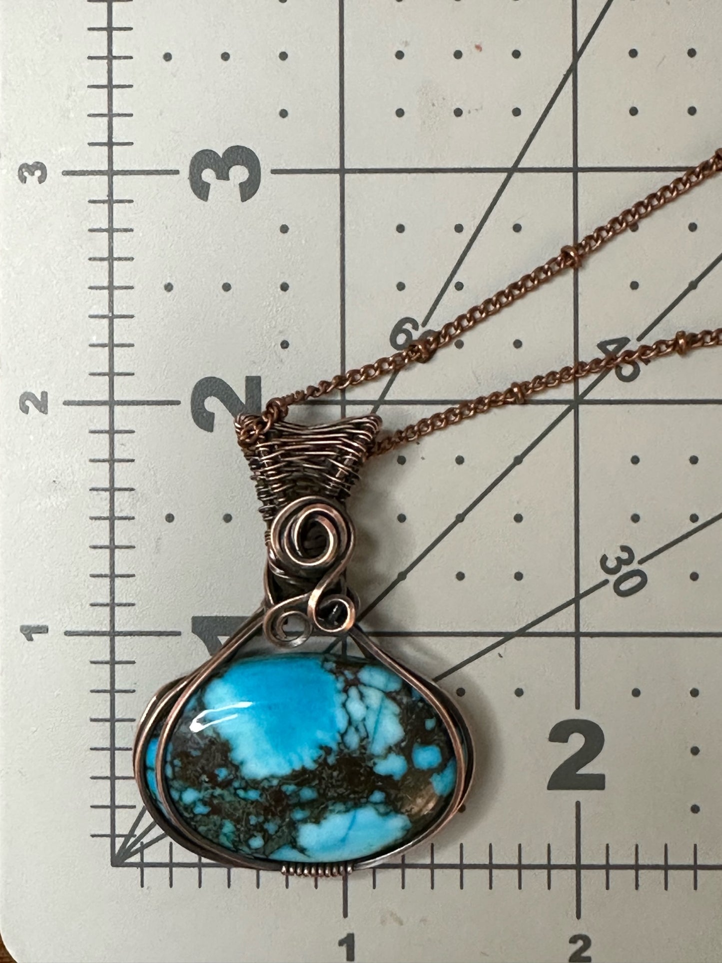 Natural Arizona Turquoise Handmade Wire Wrapped Pendant