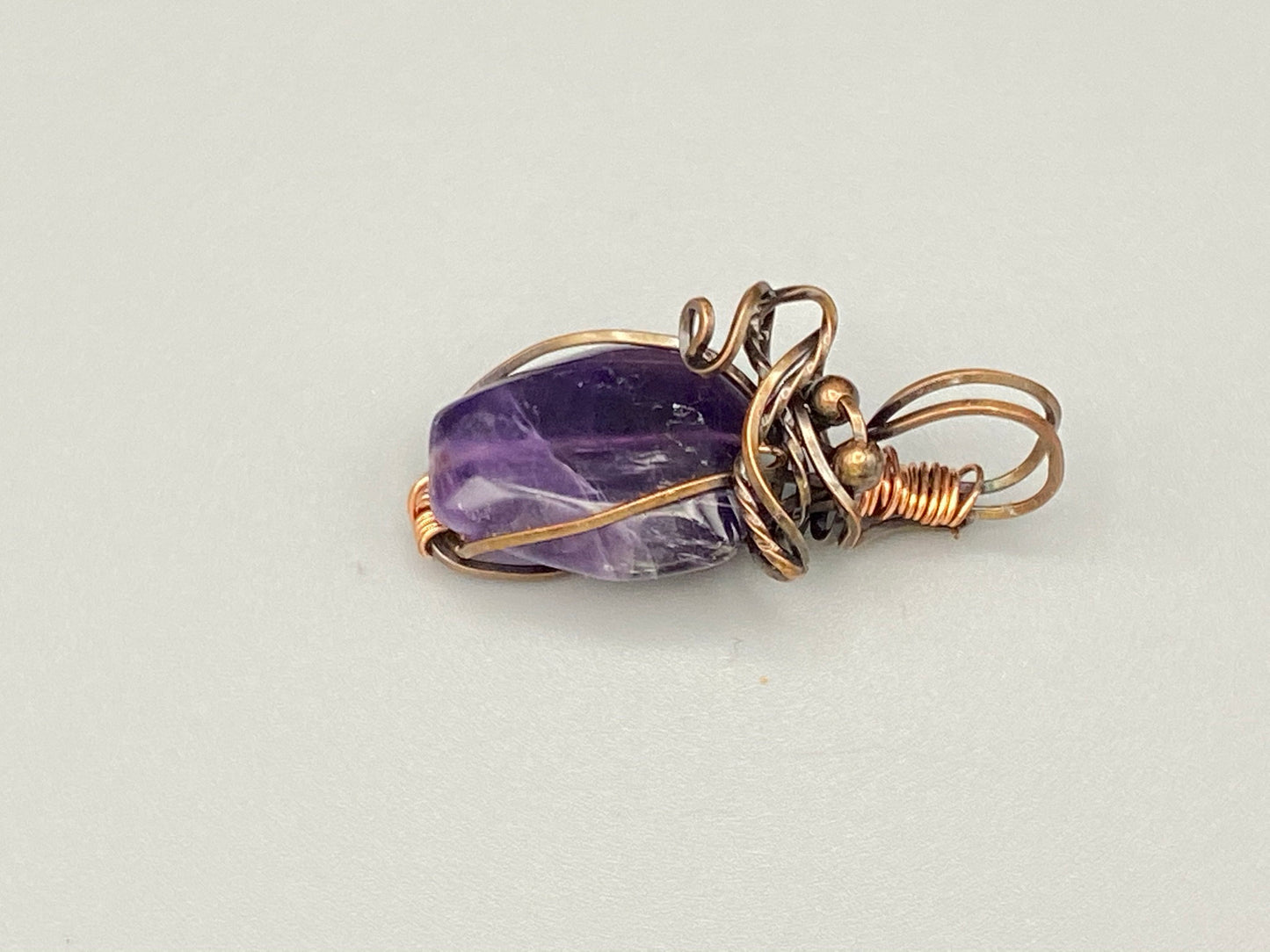 Wire Wrapped Purple Beaded Pendant