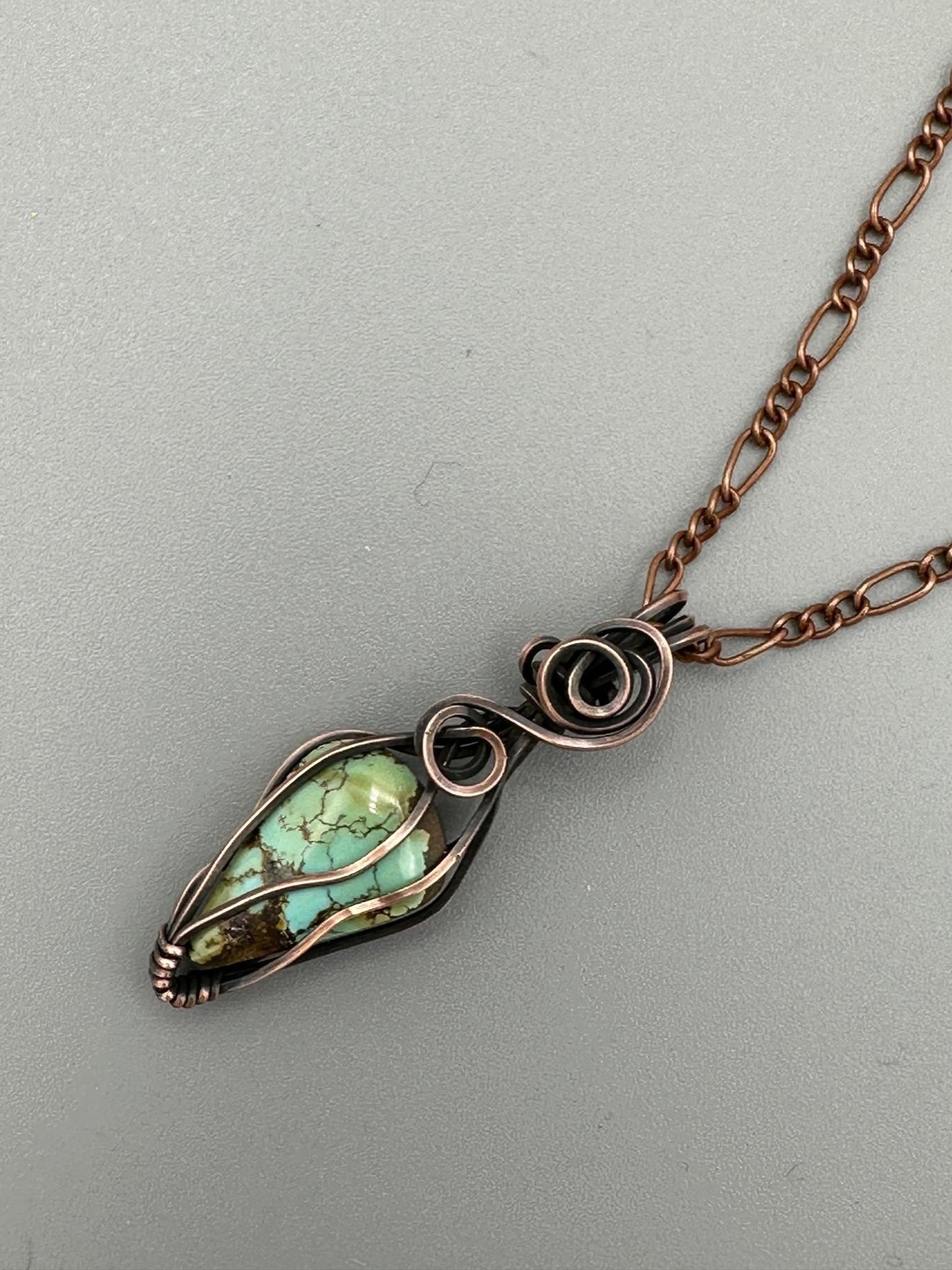 Handmade Wire Wrapped Turquoise Teardrop Pendant
