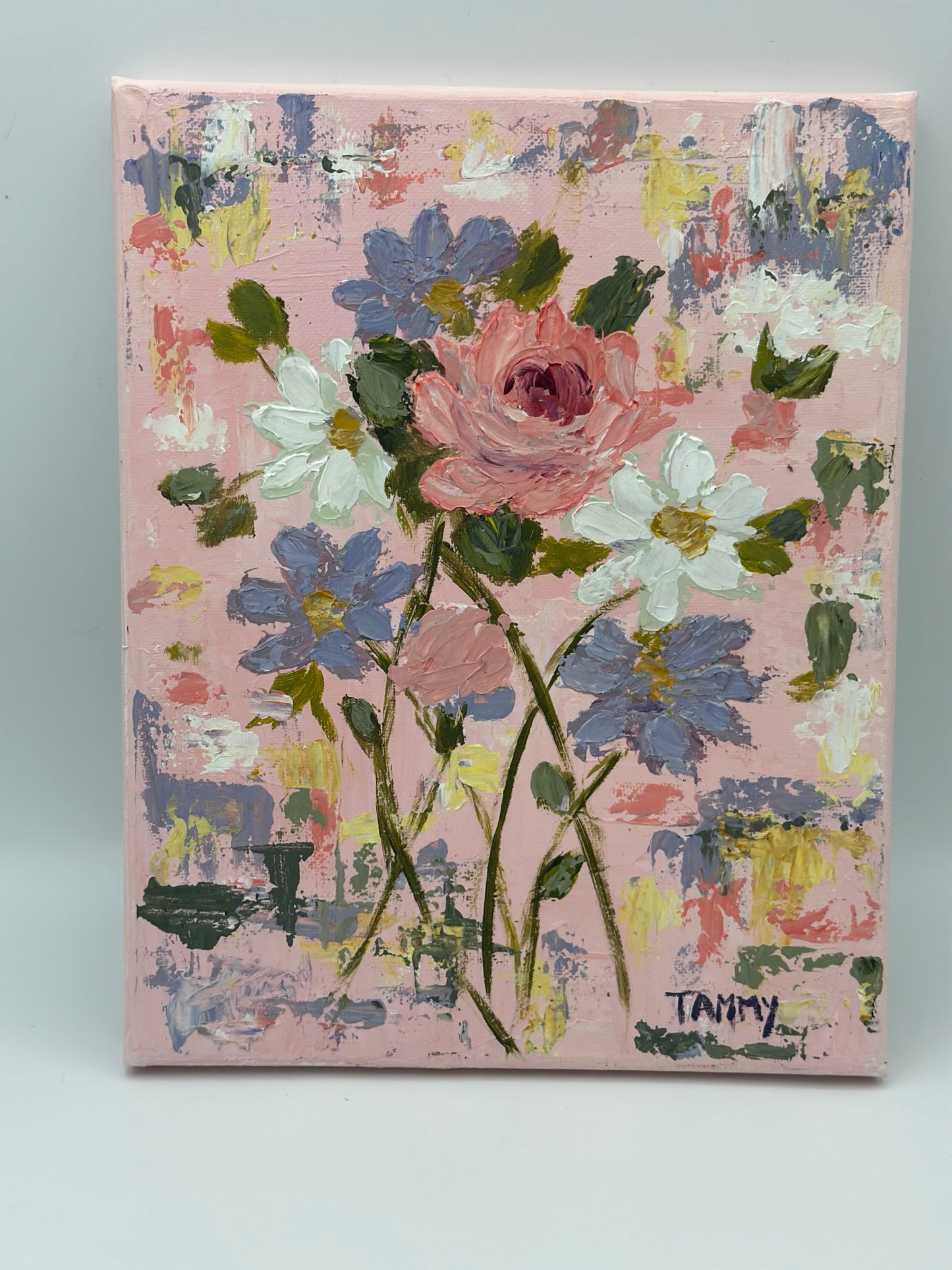 Pastel Colored Floral Acrylic 8x10 Painting