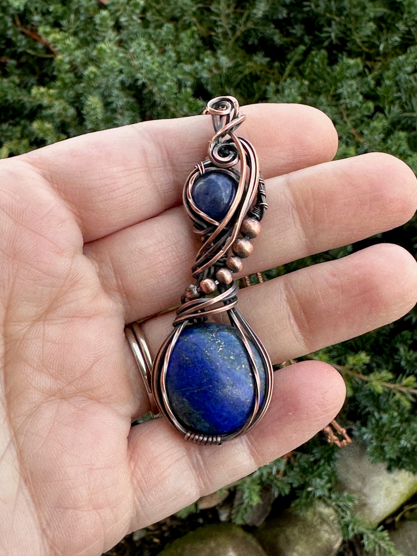 Handmade Wire Wrapped Sodalite Double Wire Wrapped Pendant