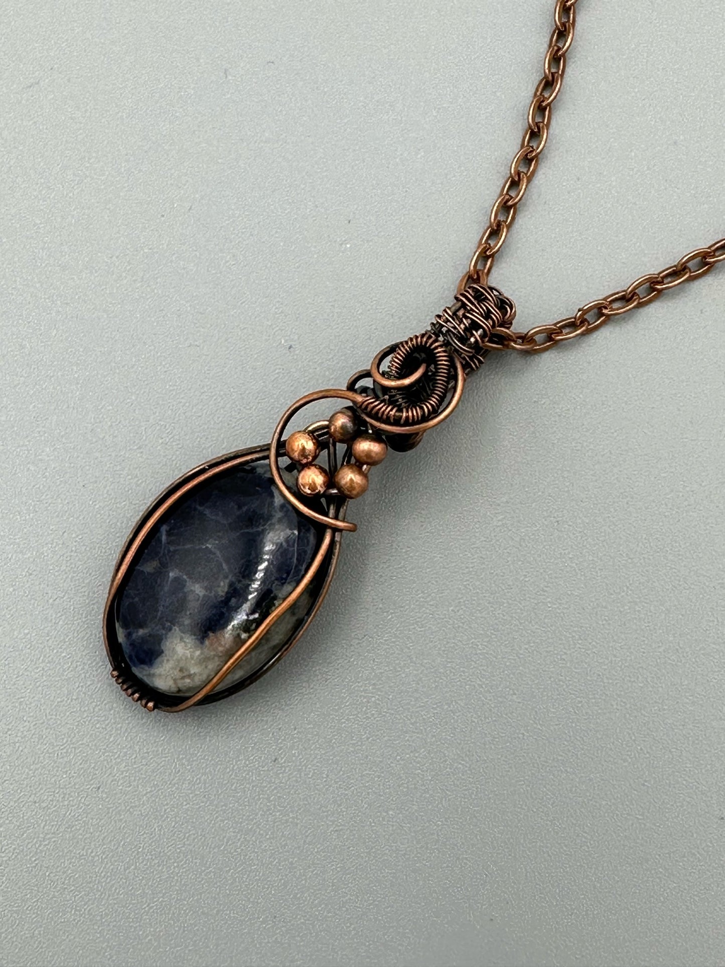 Handmade Wire Wrapped Oval Sodalite Pendant