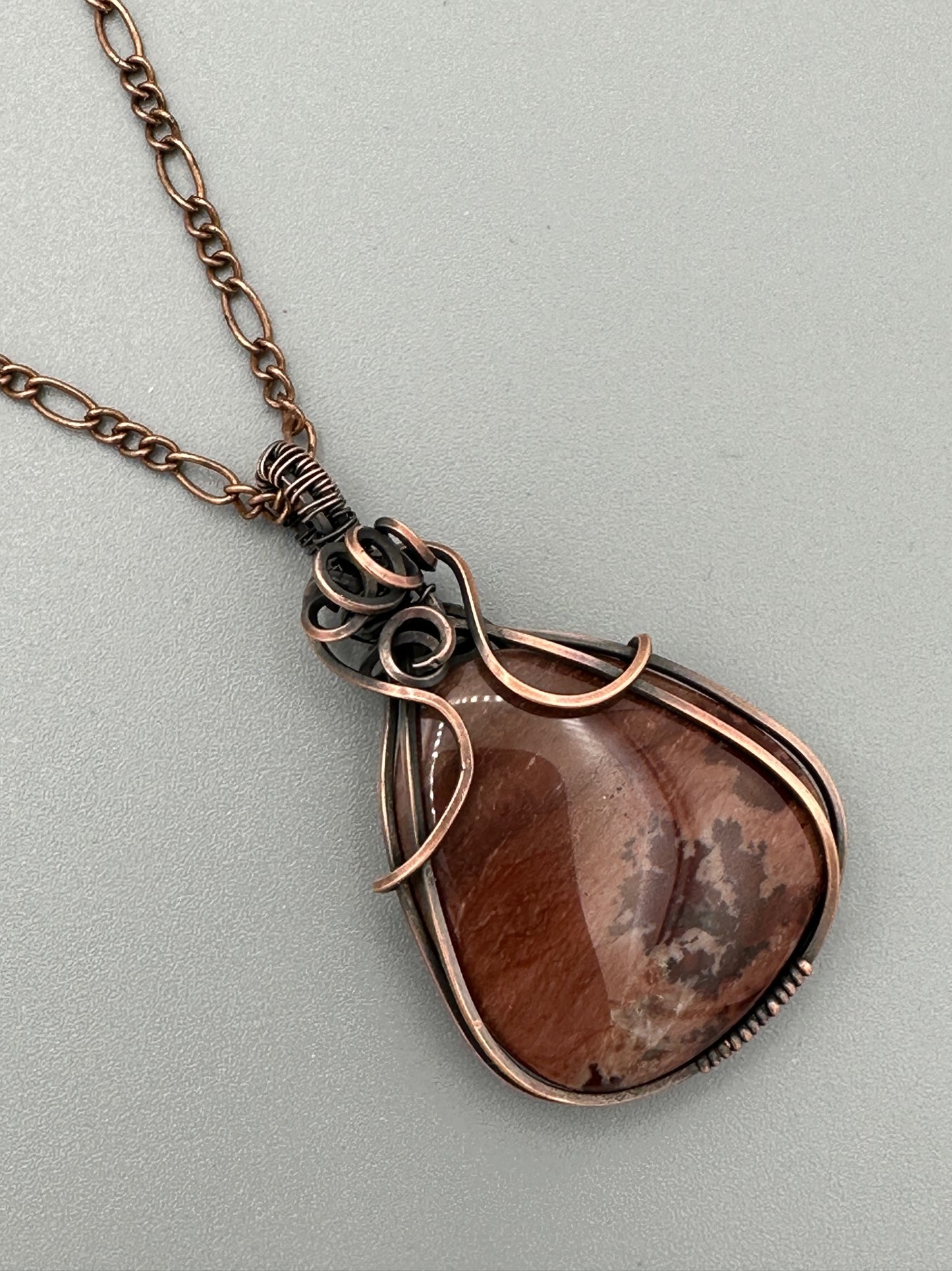 Mimbres Apache Jasper Wire Wrapped Pendant