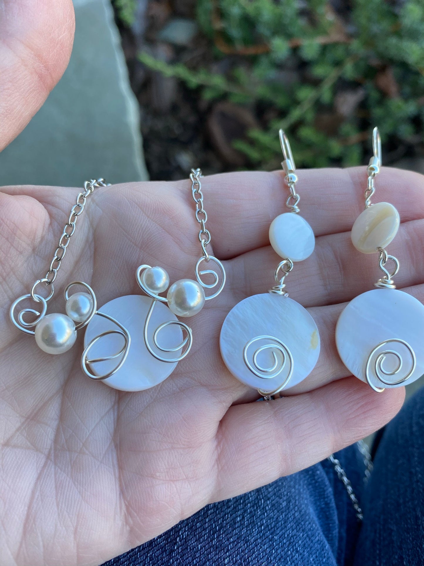 Pearl Pendant with Matching Dangle Earrings Set
