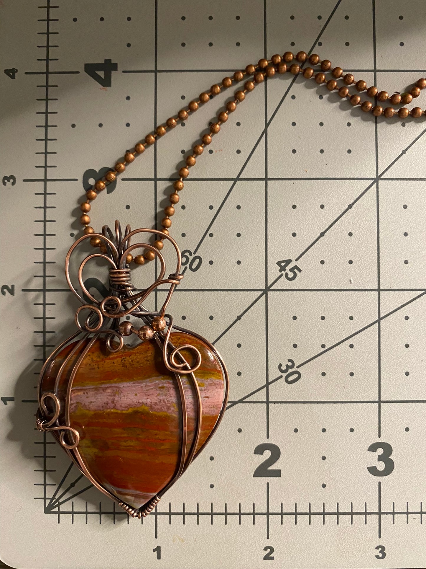 Heart Stone Wire Wrapped Pendant | Copper Wire Wrapped Pendant