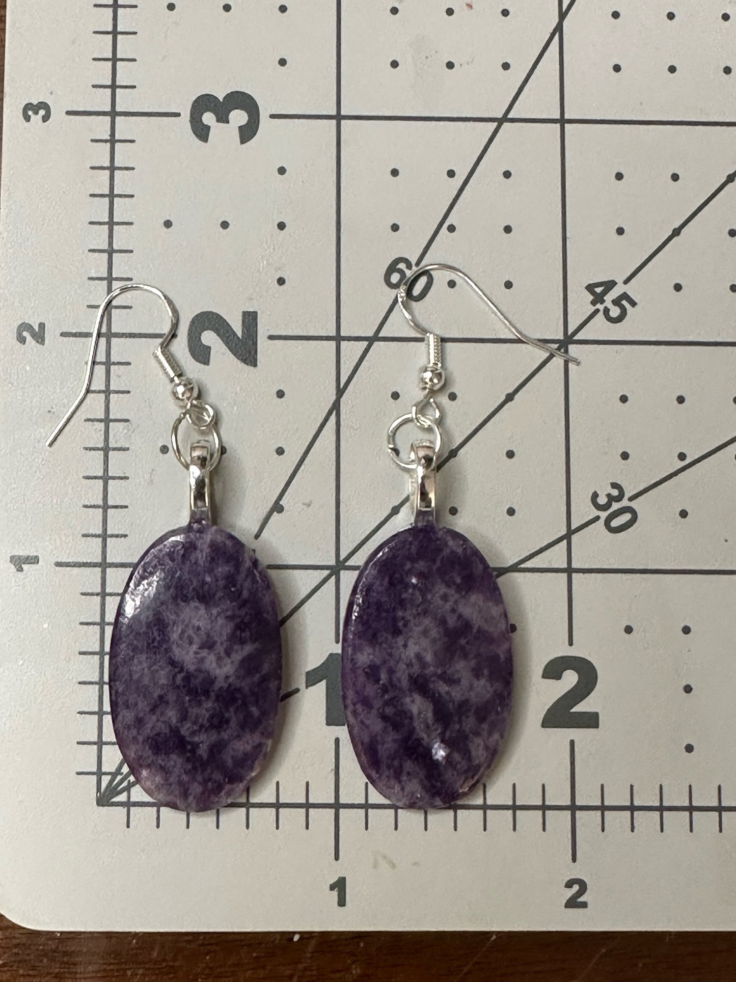 Handmade Purple Charoite Oval Dangle Earrings