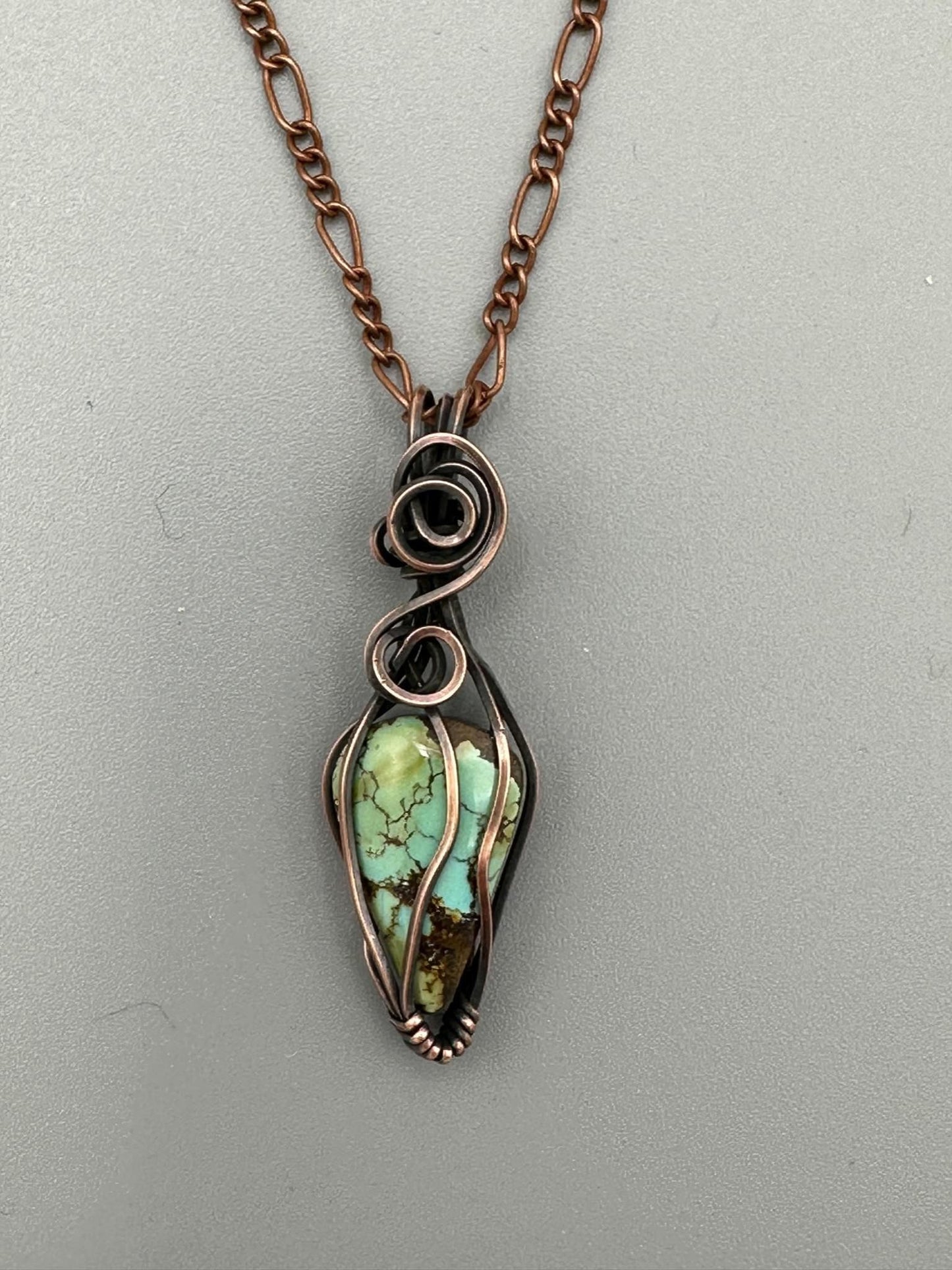 Handmade Wire Wrapped Turquoise Teardrop Pendant