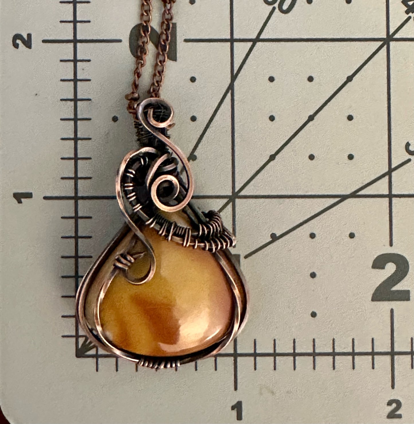 Handmade Wire Wrapped Maligano Jasper Pear Pendant