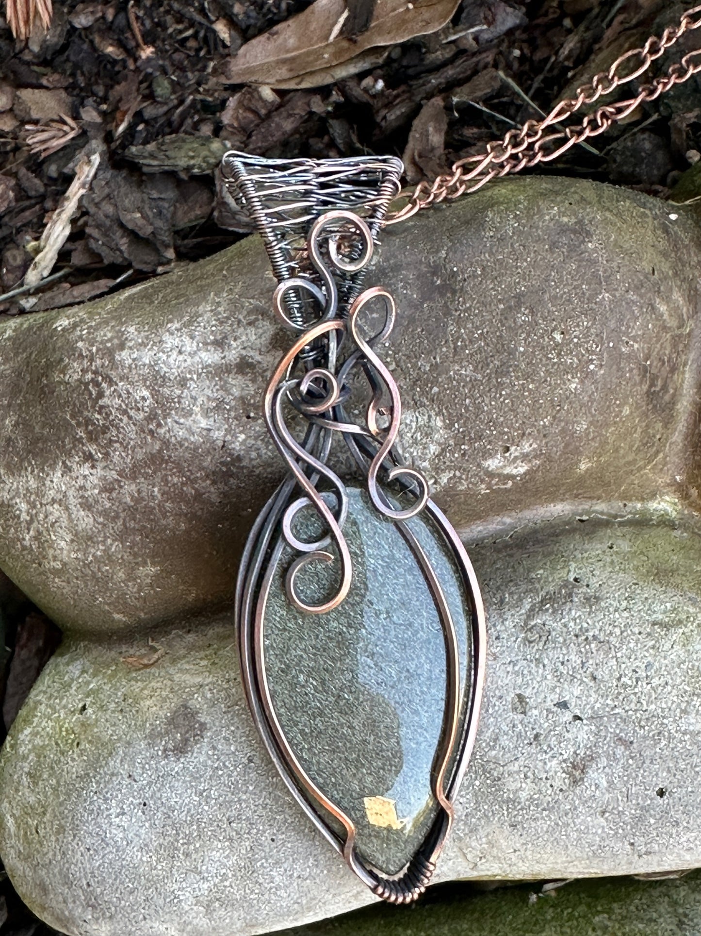 Silver Obsidian Handmade Wire Wrapped Pendant
