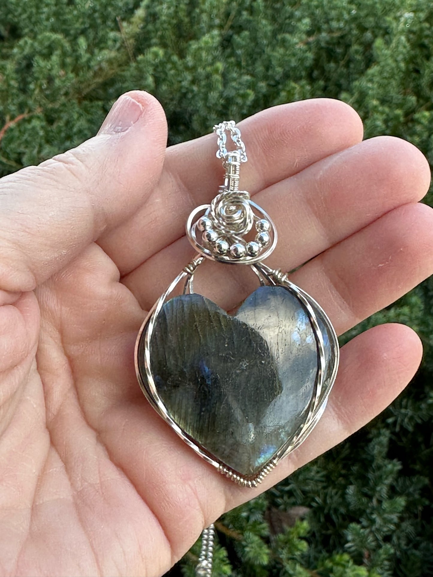 Handmade Wire Wrapped Heart Labradorite
