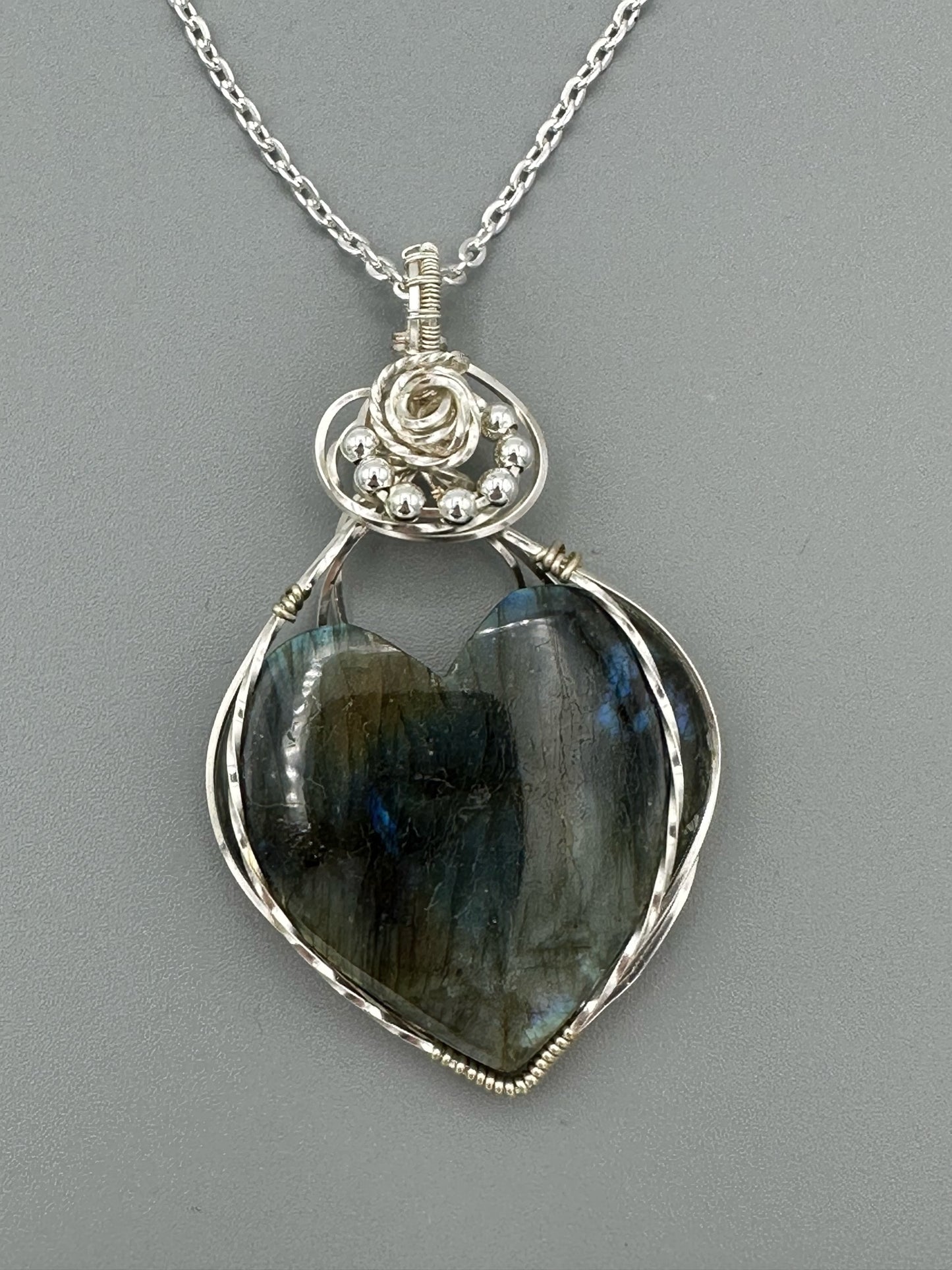 Handmade Wire Wrapped Heart Labradorite