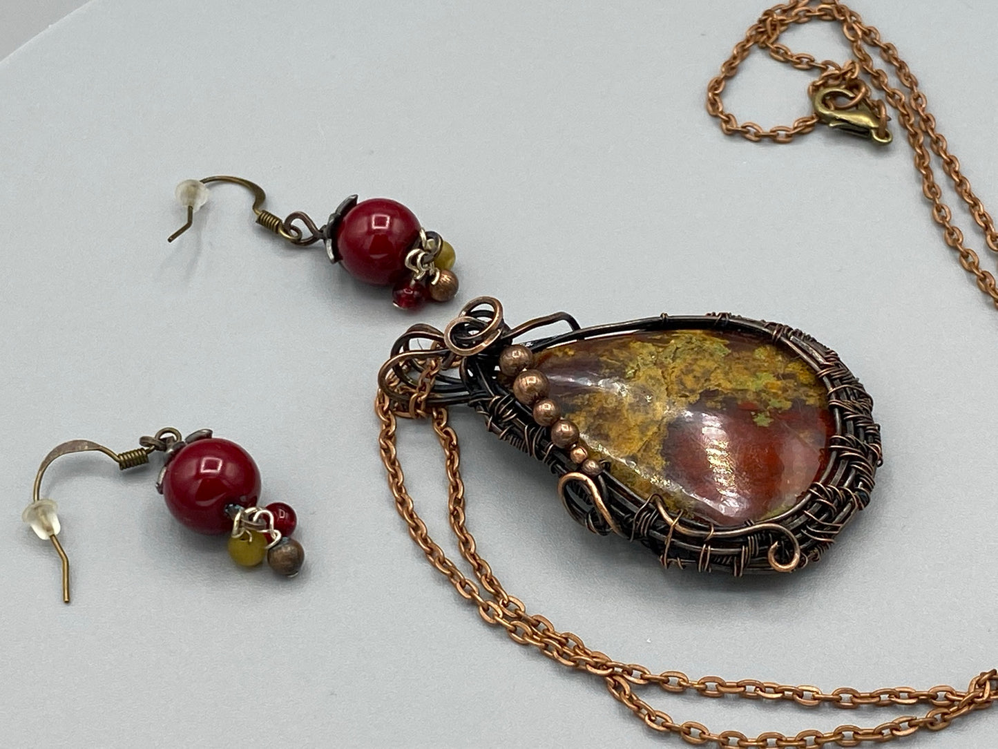 Pendant and Earring Set | Wire Wrapped Pendant