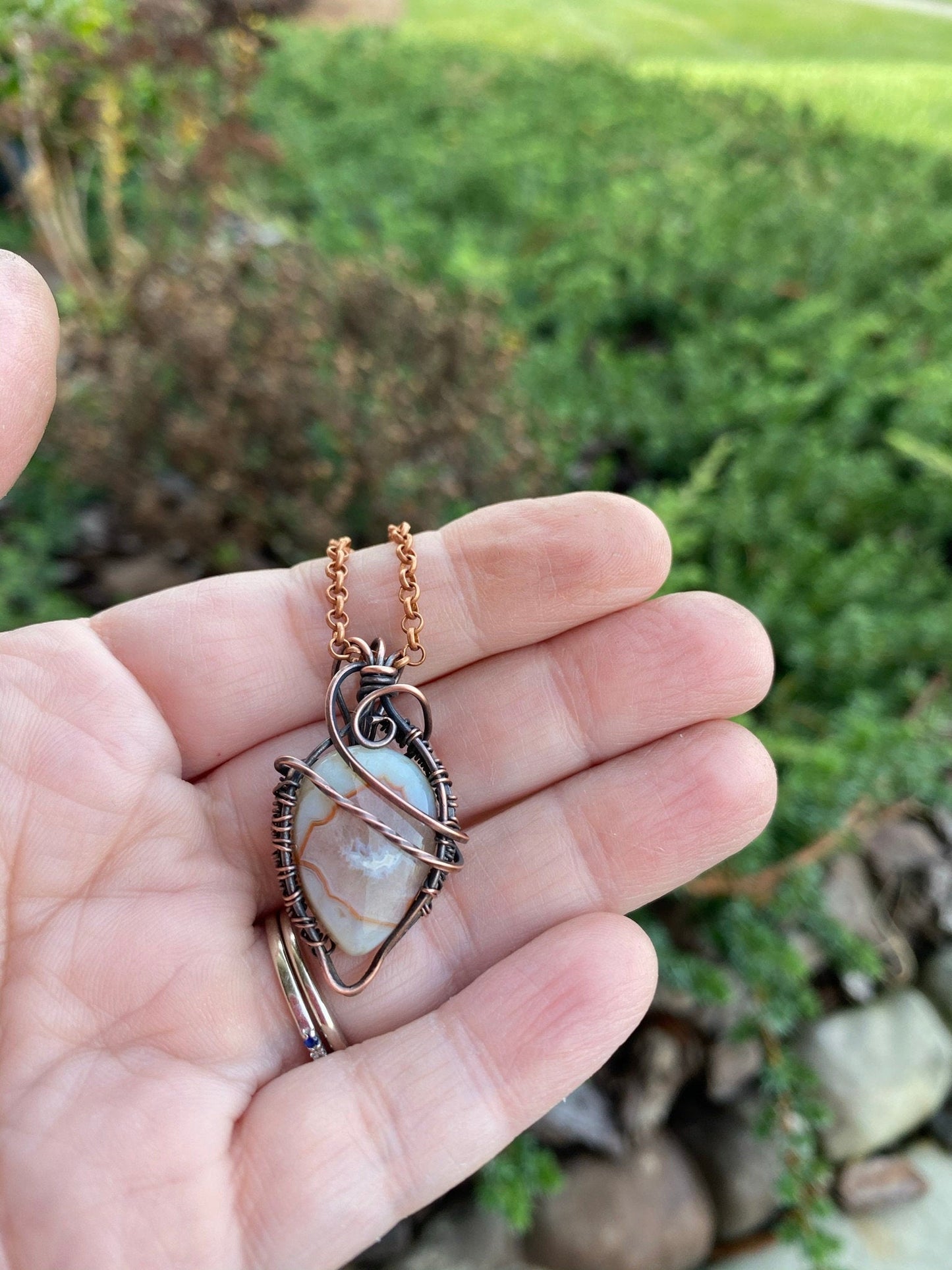 Lovely Teardrop, Agate Pendant, necklace, delicate, lightweight
