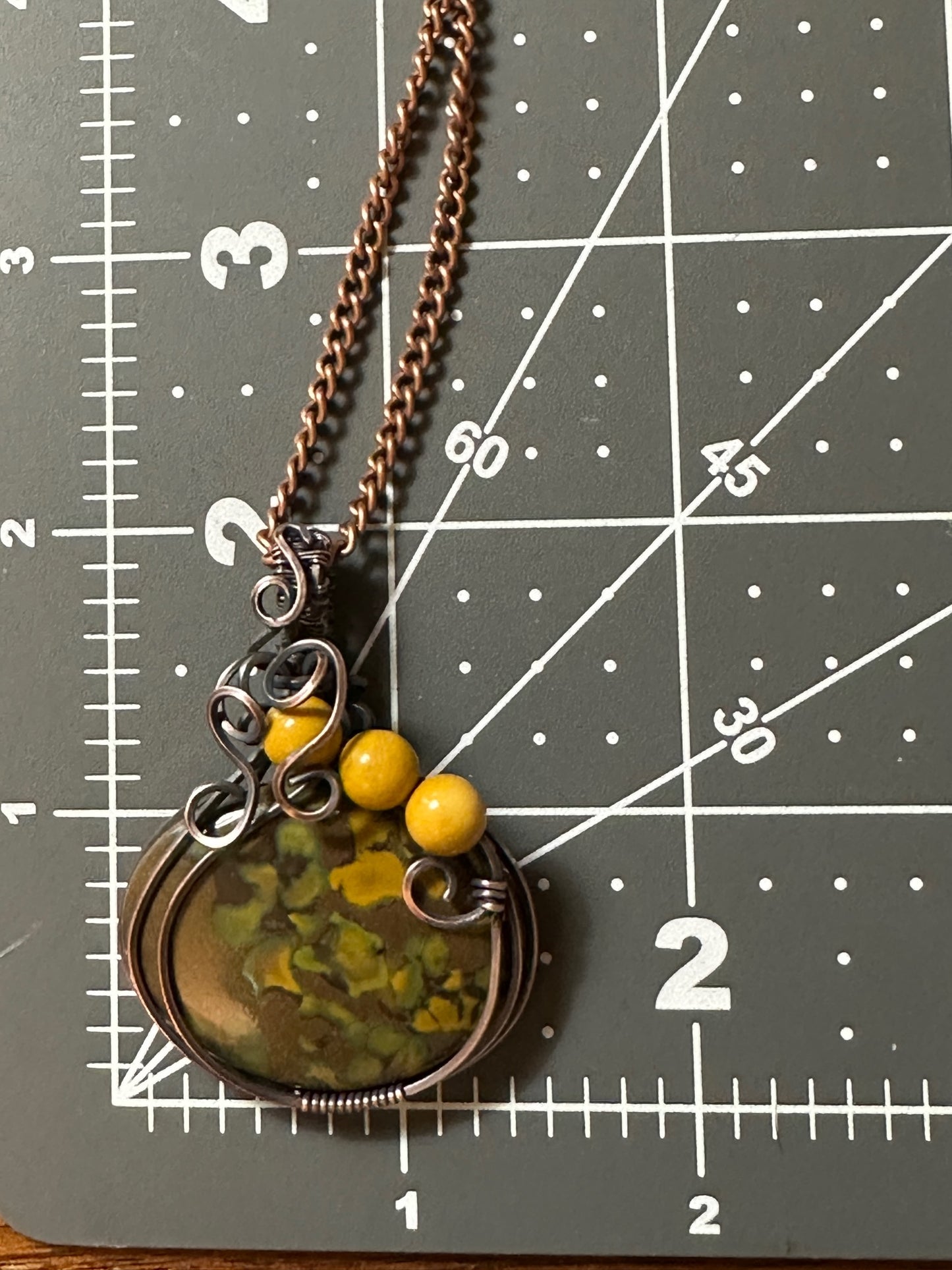 Fruity Jasper Oval Wire Wrapped Handmade Pendant