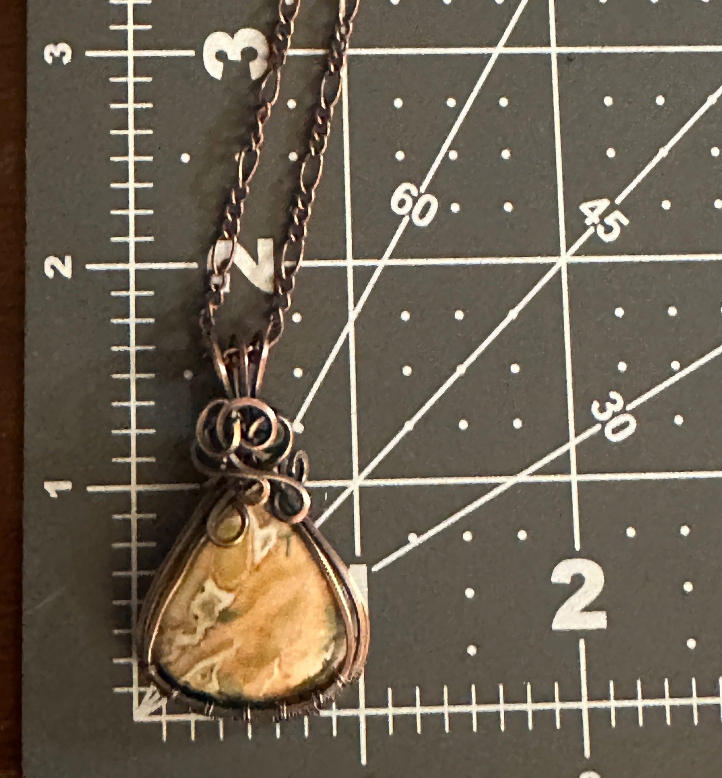 Rosita Jasper Pear Shaped Wire Wrapped Handmade Pendant