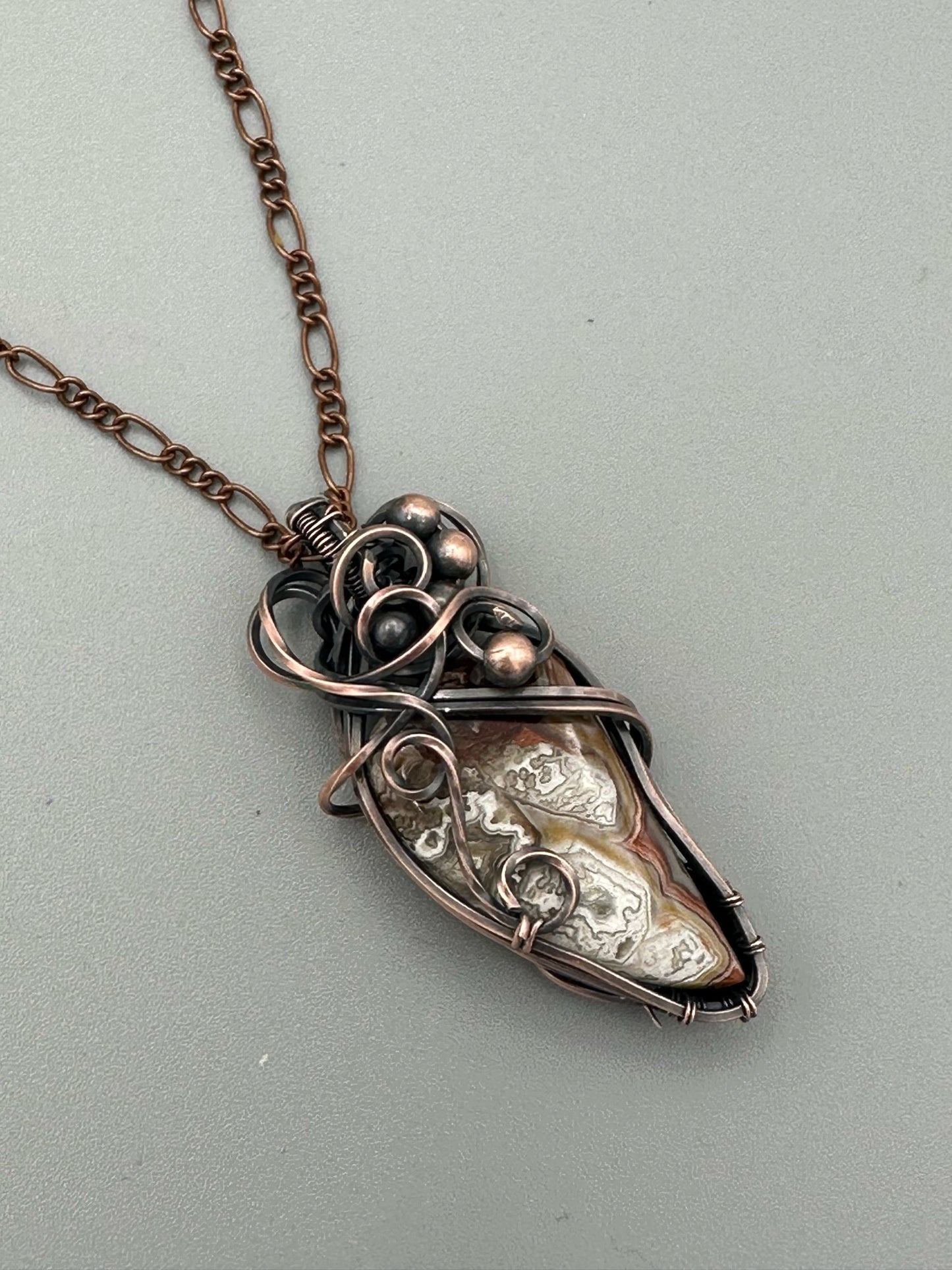 Crazy Lace Agate Handmade Wire Wrapped Pendant