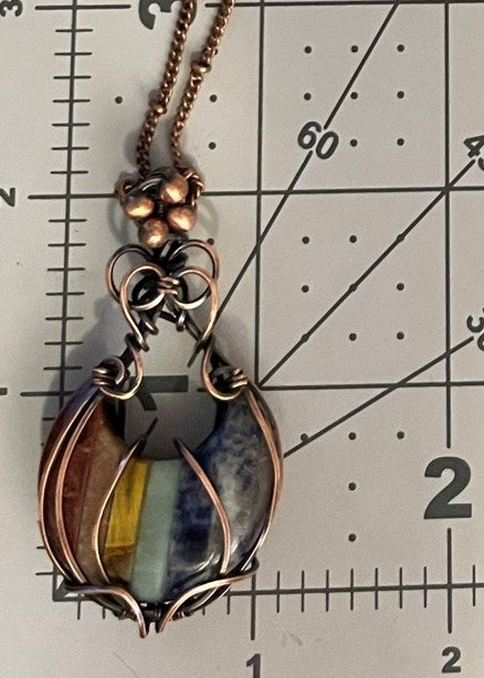 7 Chakra Natural Quartz Moon Shaped Stone | Wire Wrapped Crescent Moon
