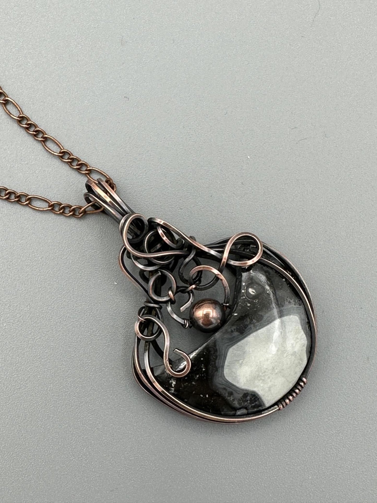 Handmade Wire Wrapped Mookaite Jasper Moon Pendant