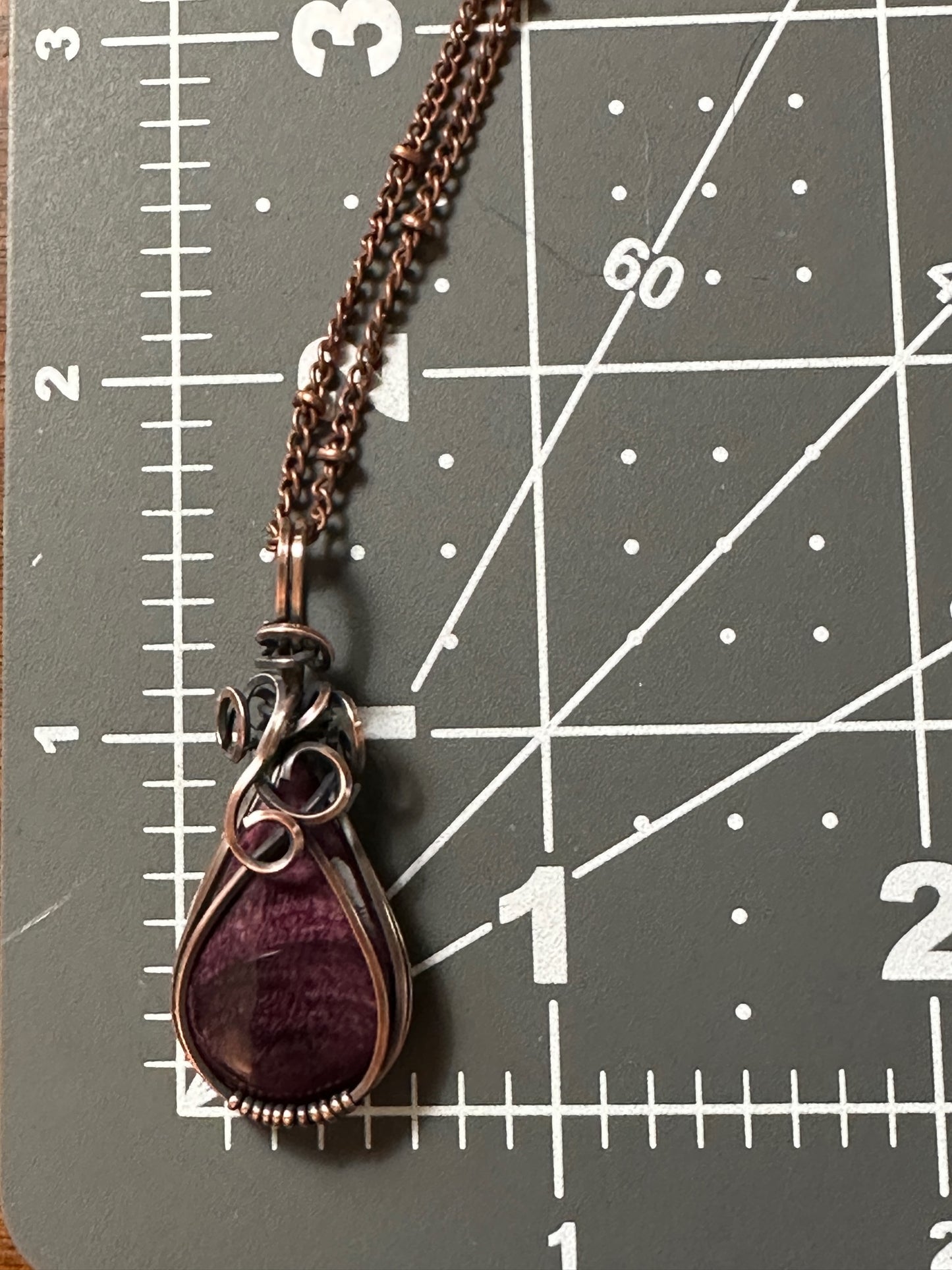 Purple Spiny Oyster Teardrop Handmade Wire Wrapped Pendant