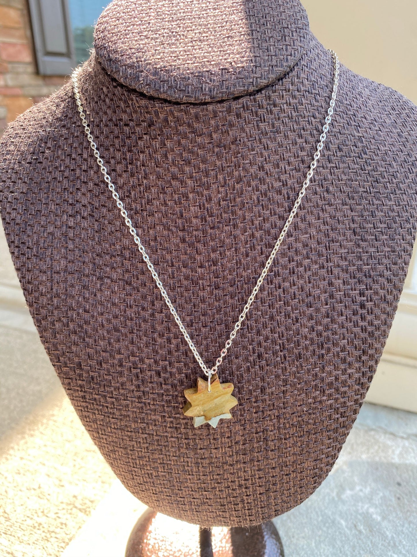 Nine Pointed Star Polychrome Crystal Necklace