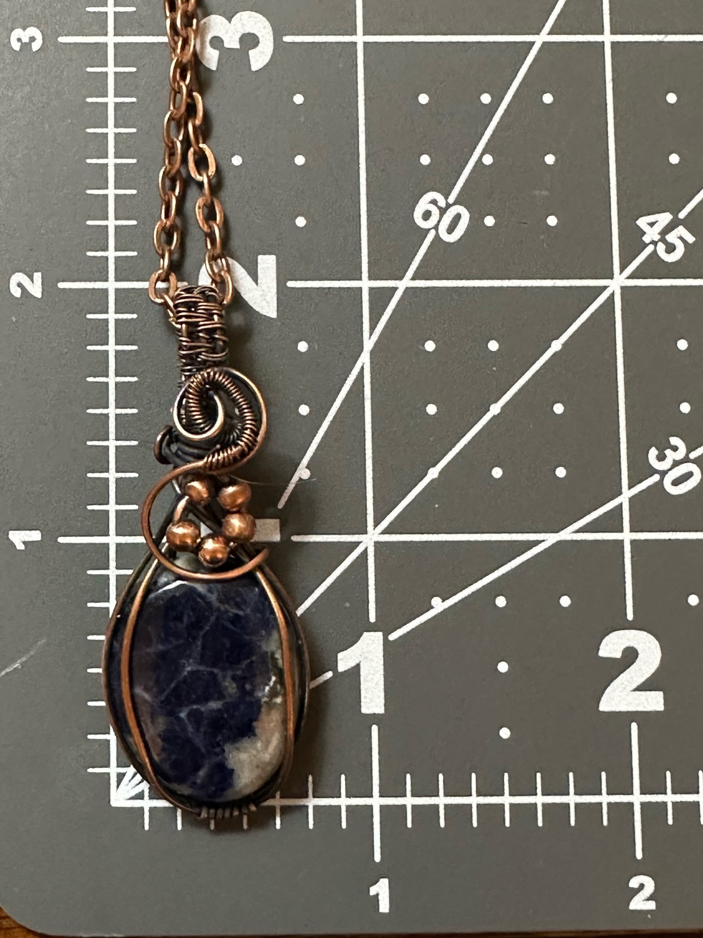 Handmade Wire Wrapped Oval Sodalite Pendant