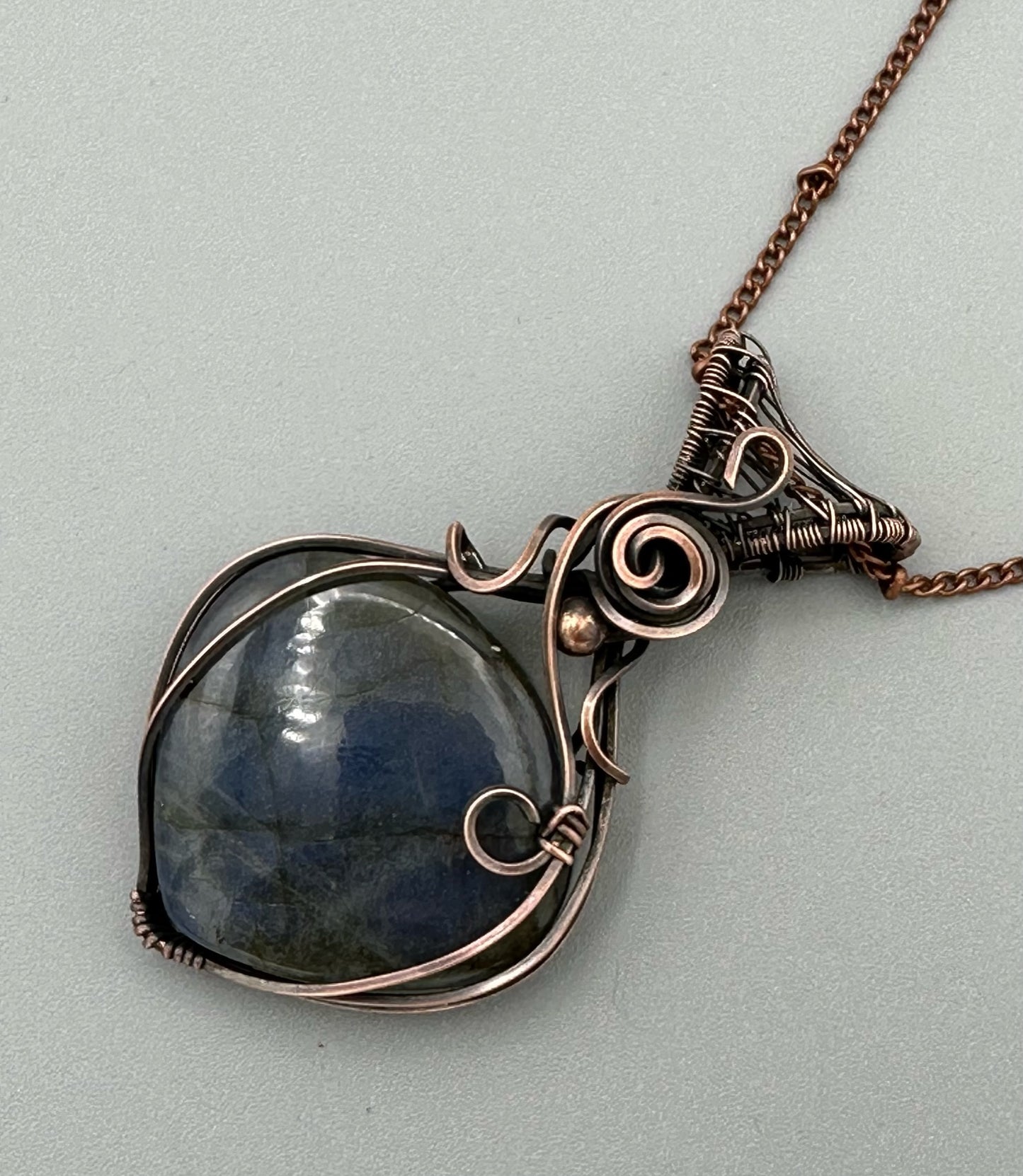 Pear Shaped Labradorite Handmade Wire Wrapped Pendant