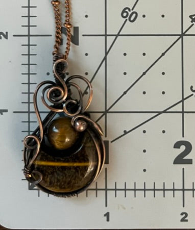 Tigers Eye Crescent Moon and Bead