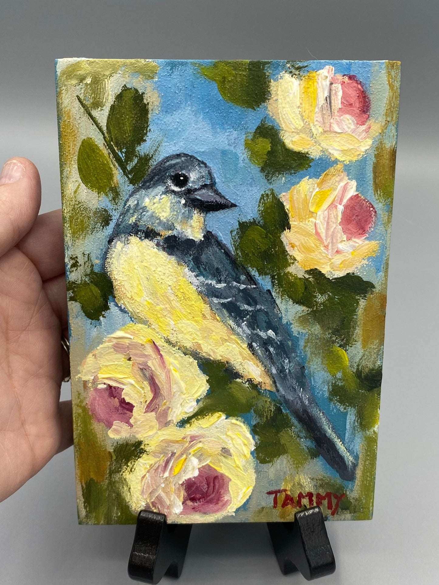 Western Kingbird Acrylic Painting | 4x6 Acrylic Bird Painting