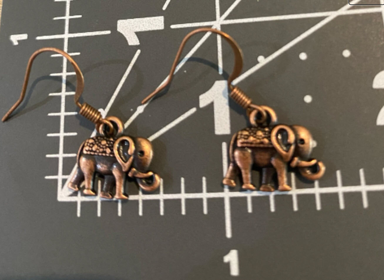 Copper Elephant Dangle Earrings